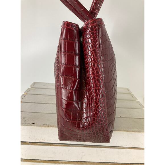 LONGCHAMP LARGE BURGNADY CROC EMBOSSED PRINT SHOULDER BAG - Picture 5 of 16